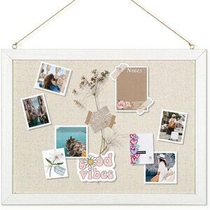 Cork Bulletin Board 16x12 Double-Sided Linen Wall Mount